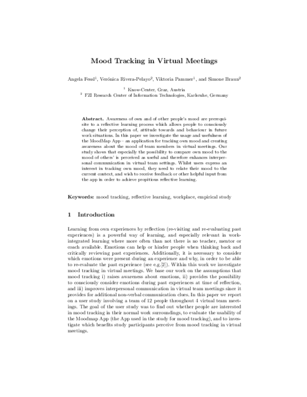 (PDF) Mood Tracking in Virtual Meetings