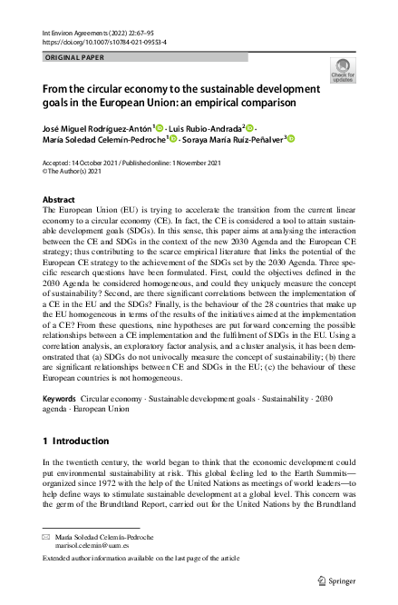 Pdf From The Circular Economy To The Sustainable Development Goals In