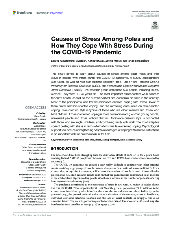 (PDF) Causes of Stress Among Poles and How They Cope With Stress During ...