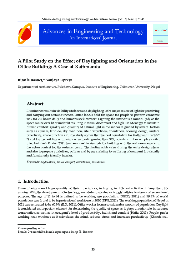 (PDF) A Pilot Study on the Effect of Daylighting and Orientation in the ...