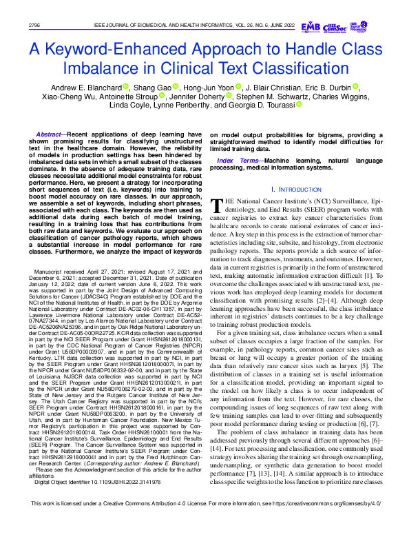 (PDF) A Keyword-Enhanced Approach to Handle Class Imbalance in Clinical ...