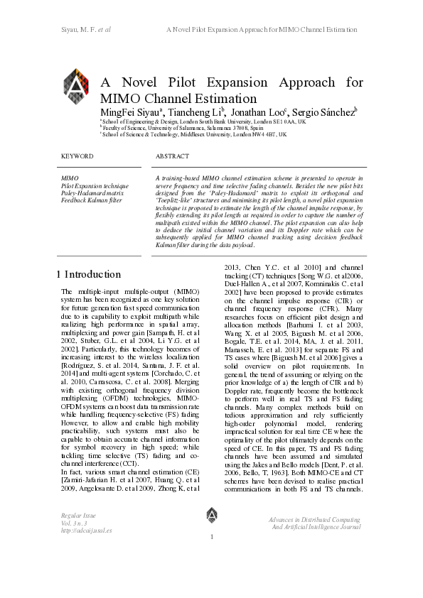 (PDF) A Novel Pilot Expansion Approach for MIMO Channel Estimation