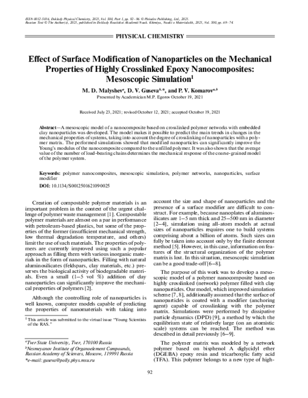 (PDF) Effect of Surface Modification of Nanoparticles on the Mechanical ...
