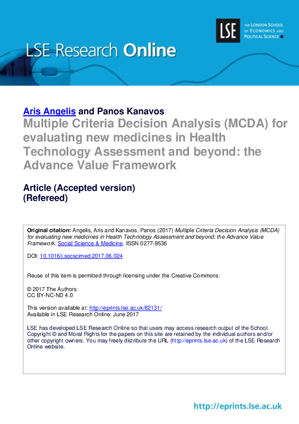 (PDF) Multiple Criteria Decision Analysis (MCDA) for evaluating new ...