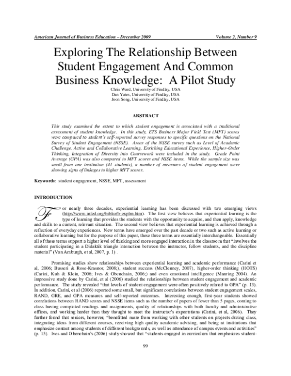 (PDF) Exploring The Relationship Between Student Engagement And Common ...