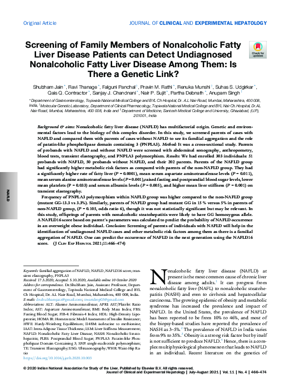 (PDF) Screening of Family Members of Nonalcoholic Fatty Liver Disease ...