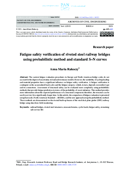 (PDF) Fatigue safety verification of riveted steel railway bridges ...