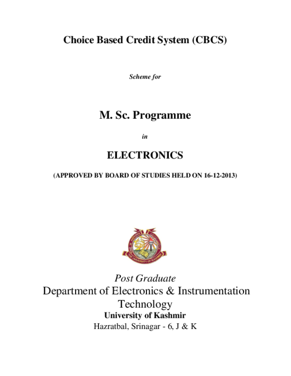(PDF) Choice Based Credit System (CBCS)