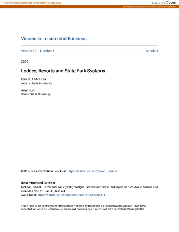(PDF) Lodges, resorts and state park systems