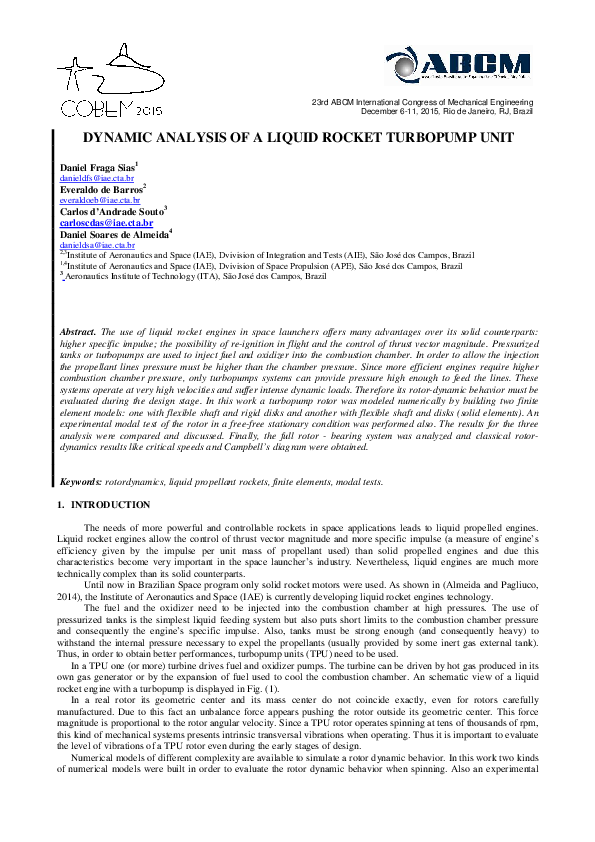 (PDF) Dynamic Analysis of a Liquid Rocket Turbopump Unit