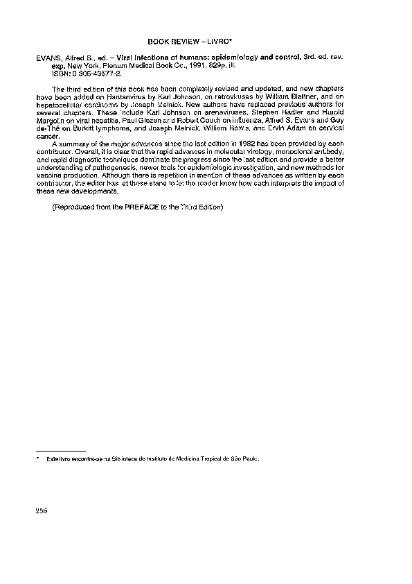 Viral Infections of Humans. Epidemiology and Control