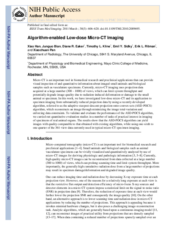 (PDF) Algorithm-Enabled Low-Dose Micro-CT Imaging