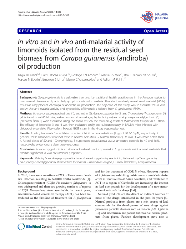 (PDF) In Vitro and in Vivo Antimalarial Activity of Linolenic and ...