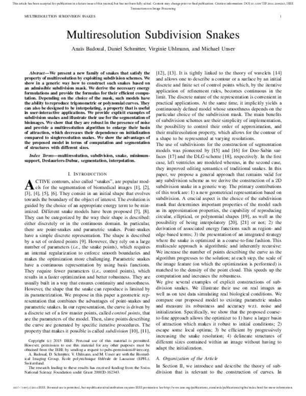 (PDF) Multiresolution Subdivision Snakes