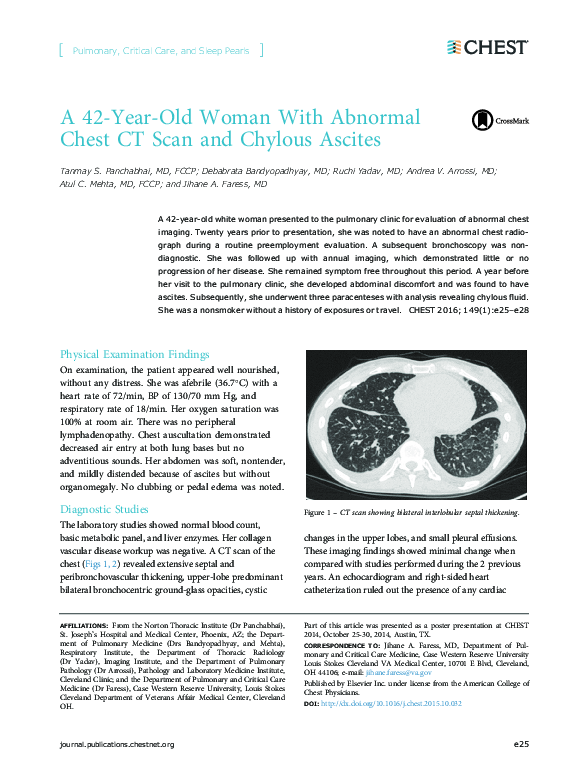 (PDF) A 42-Year-Old Woman With Abnormal Chest CT Scan and Chylous Ascites