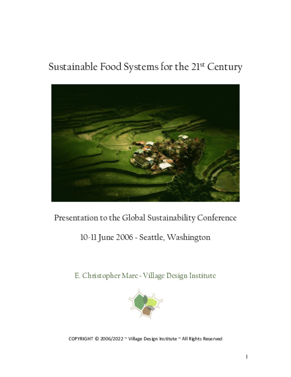 (PDF) Sustainable Food Systems for the 21st Century