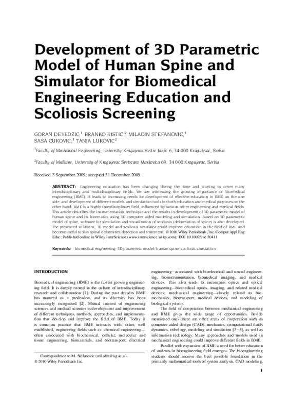 (PDF) Development of 3D parametric model of human spine and simulator ...