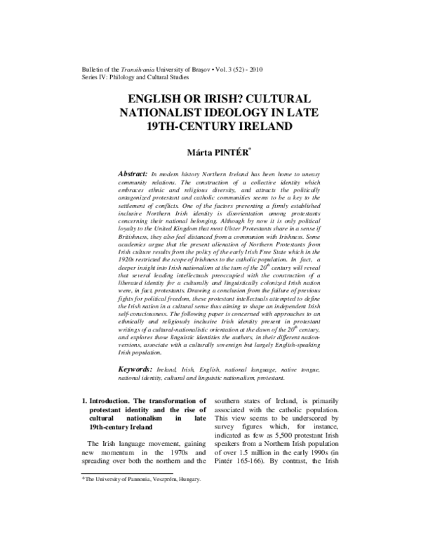 (PDF) English or Irish? Cultural Nationalist Ideology in Late 19TH ...
