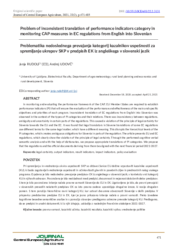 (PDF) Problem of inconsistent translation of performance indicators ...