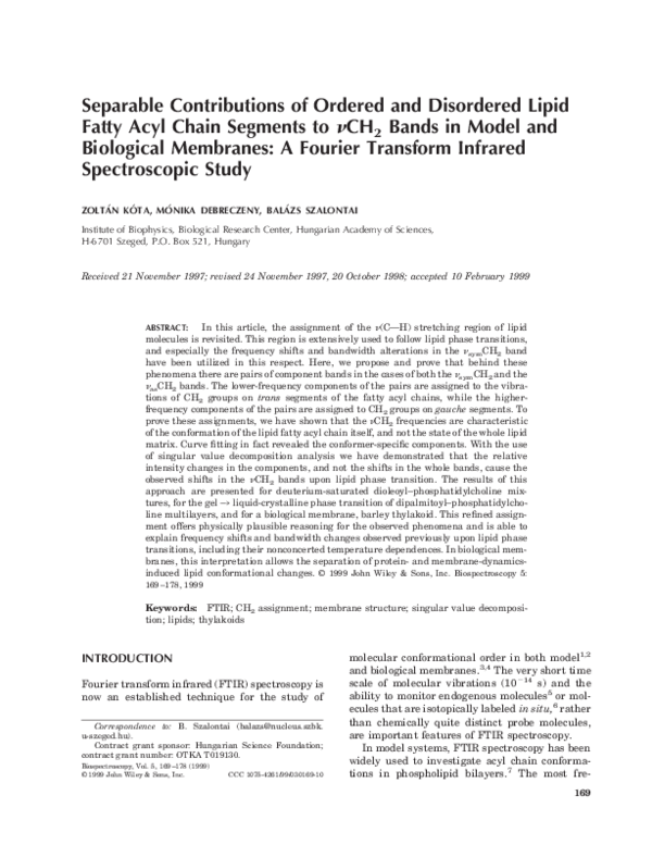 (PDF) Separable contributions of ordered and disordered lipid fatty ...