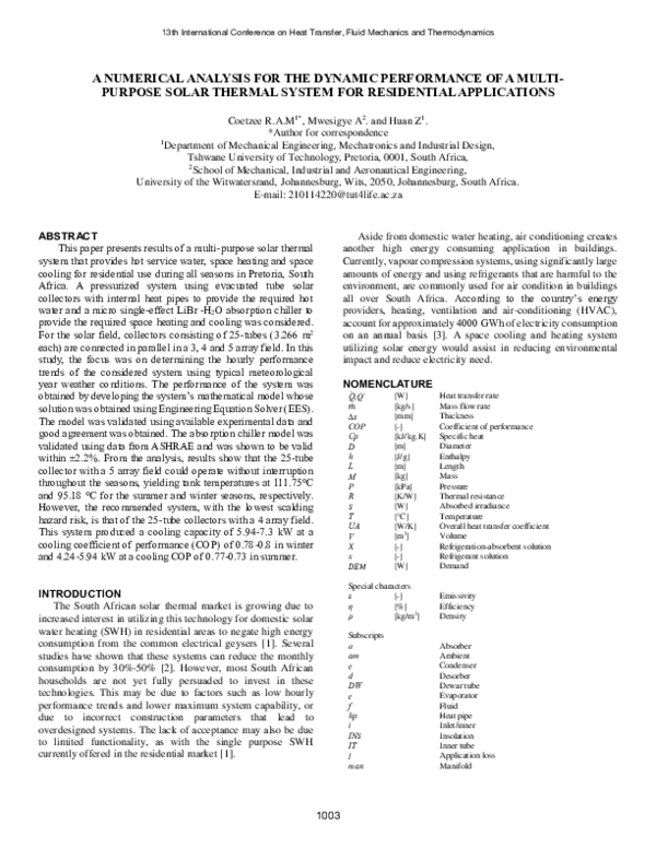 (PDF) A numerical analysis for the dynamic performance of a multi ...