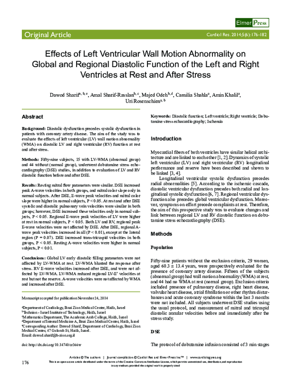 (PDF) Effects of Left Ventricular Wall Motion Abnormality on Global and ...