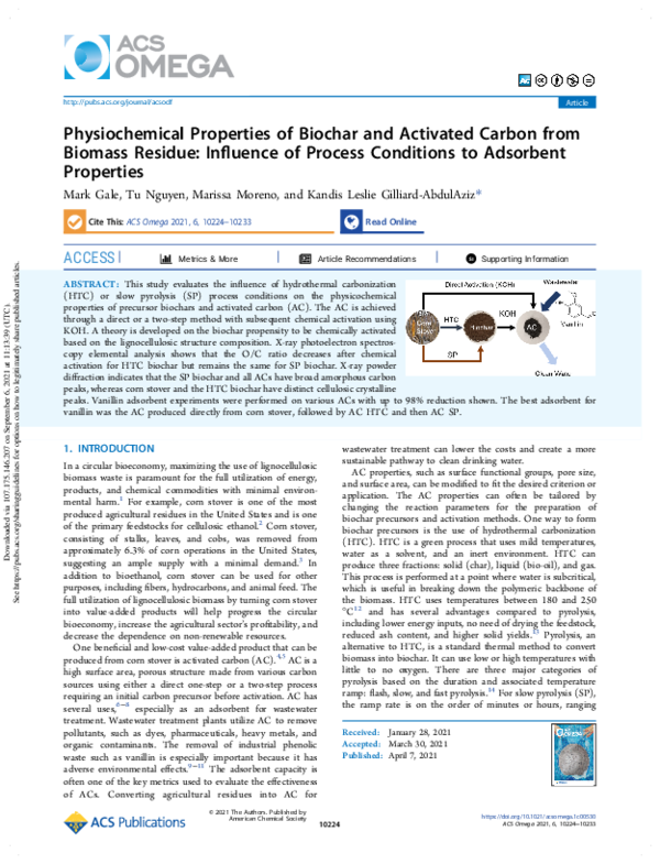 (PDF) Physiochemical Properties of Biochar and Activated Carbon from ...