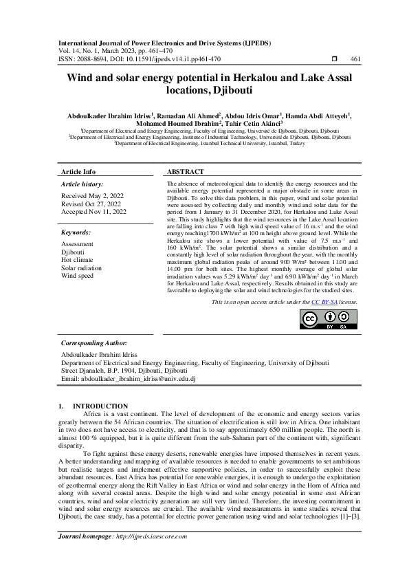 (PDF) Wind and solar energy potential in Herkalou and Lake Assal ...