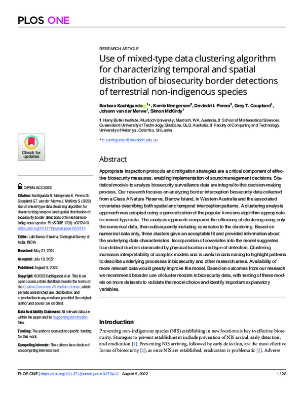 (PDF) Use of mixed-type data clustering algorithm for characterizing ...