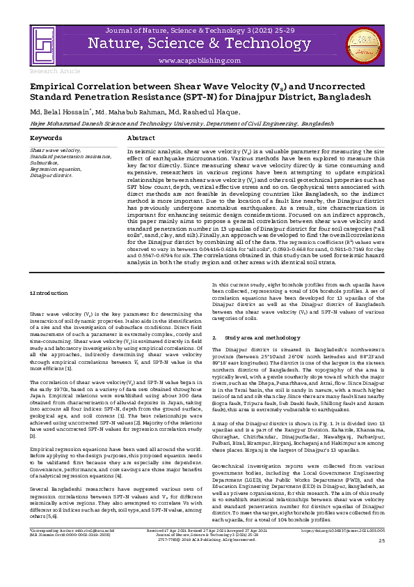 (PDF) Empirical Correlation between Shear Wave Velocity (V s ) and ...