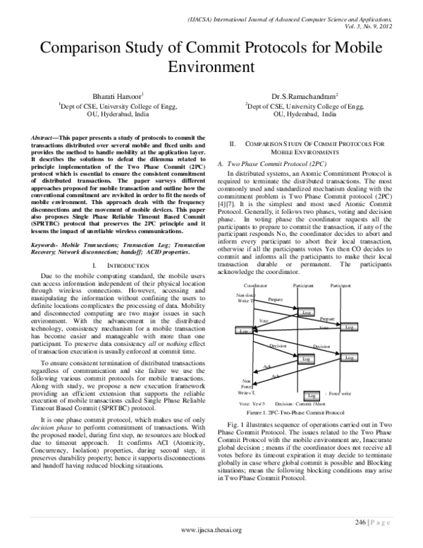 (PDF) Comparison Study of Commit Protocols for Mobile Environment