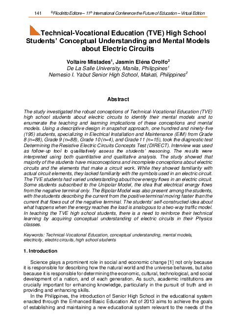 (PDF) Technical-Vocational Education (TVE) High School Students ...