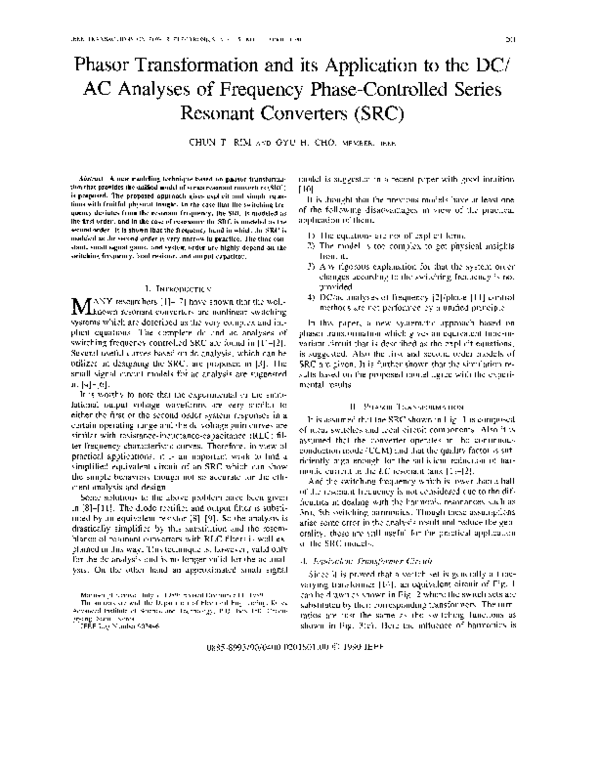 (PDF) Phasor transformation and its application to the DC/AC analyses ...