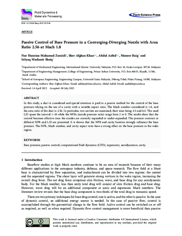 (PDF) Passive Control of Base Pressure in a Converging-Diverging Nozzle ...