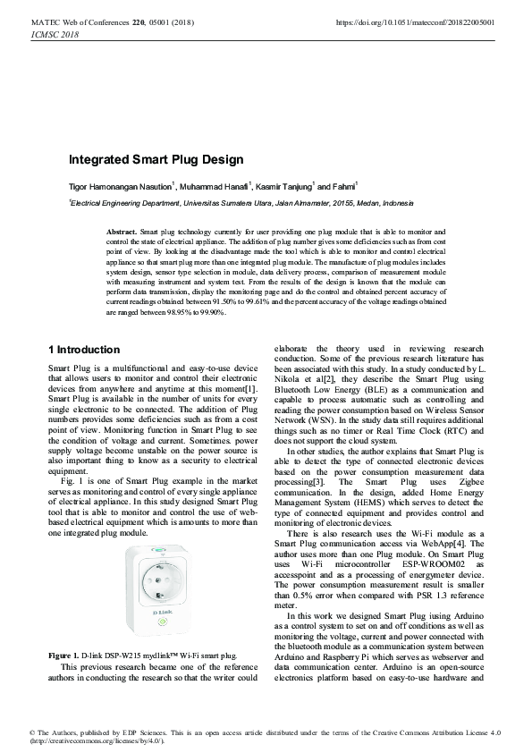 (PDF) Integrated Smart Plug Design