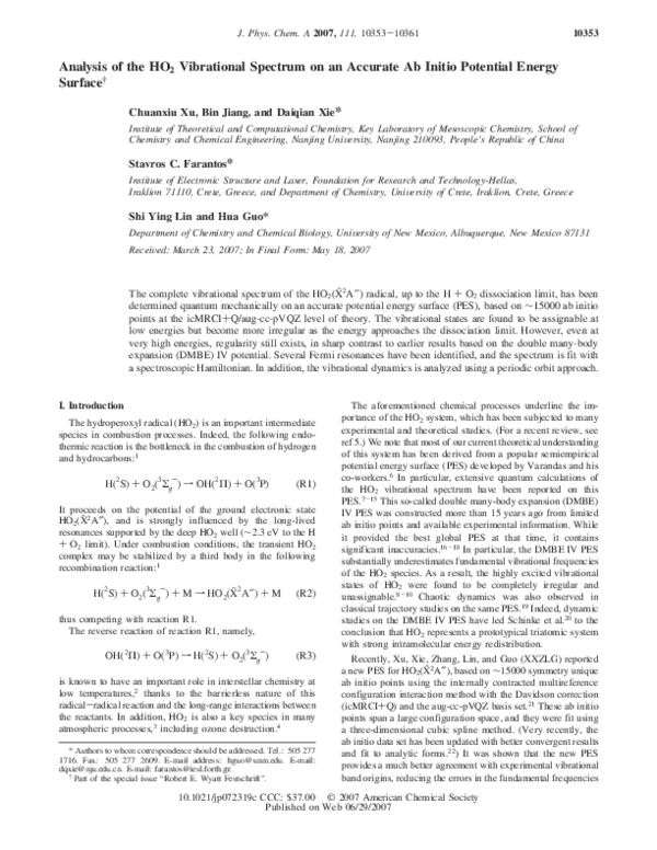 (PDF) Analysis of the HO 2 Vibrational Spectrum on an Accurate Ab ...