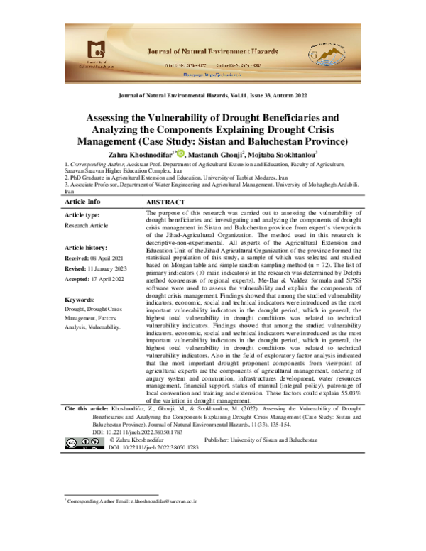 (PDF) Assessing the Vulnerability of Drought Beneficiaries and ...