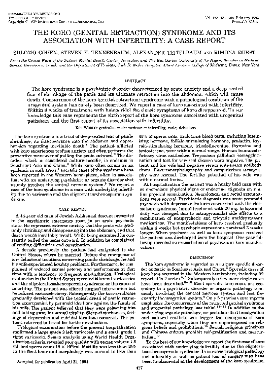 (PDF) The Koro (Genital Retraction) Syndrome and Its Association With
