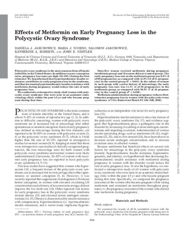(PDF) Effects of Metformin on Early Pregnancy Loss in the Polycystic ...