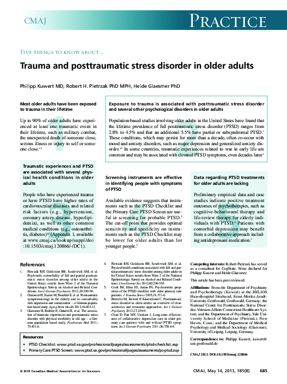 (PDF) Trauma and posttraumatic stress disorder in older adults