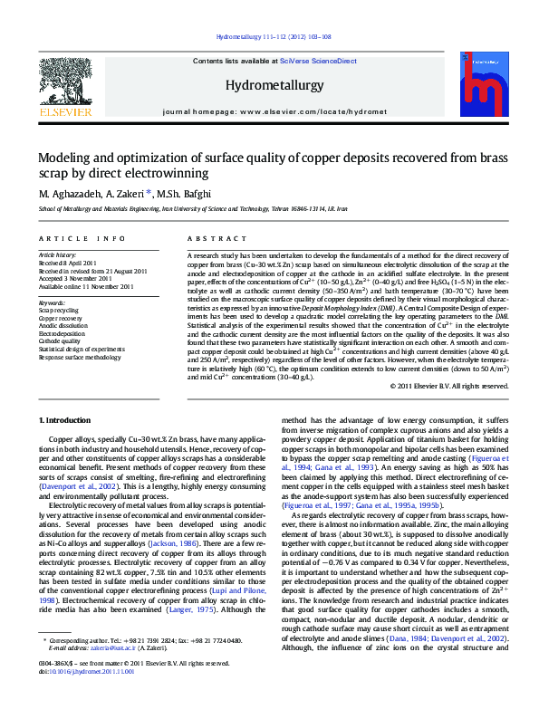 (PDF) Modeling and optimization of surface quality of copper deposits ...