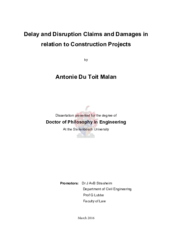 (PDF) Delay and disruption claims and damages in relation to ...