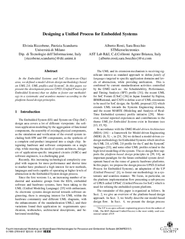 (PDF) Designing a Unified Process for Embedded Systems