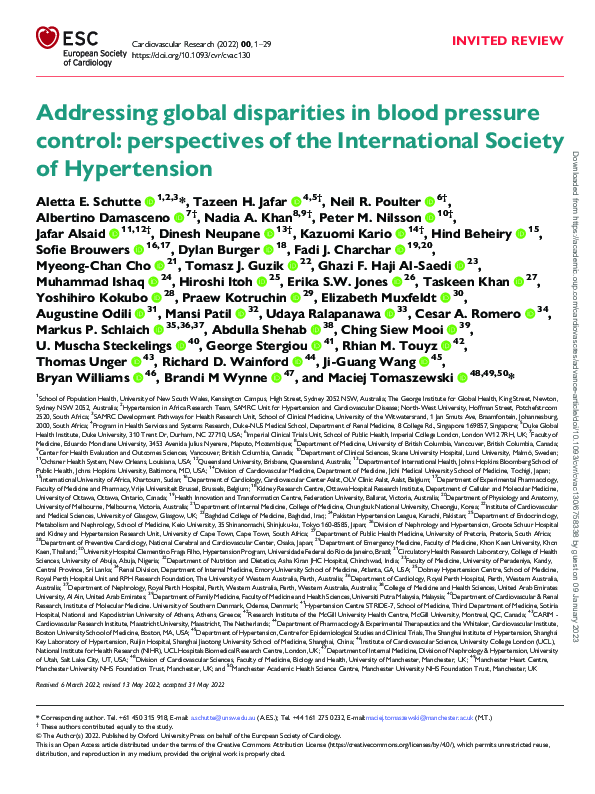 (PDF) Addressing global disparities in blood pressure control ...