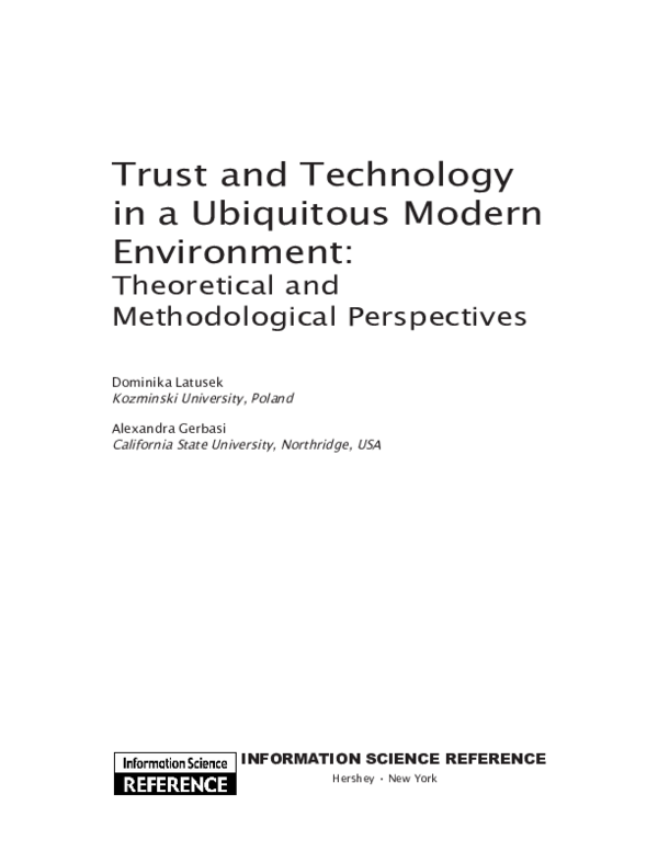 (PDF) Trust and Technology in a Ubiquitous Modern Environment