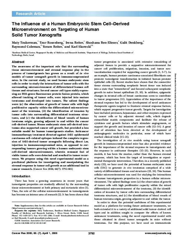 (PDF) The Influence of a Human Embryonic Stem Cell–Derived ...