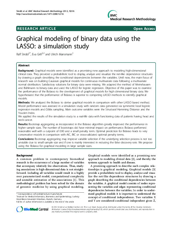 (PDF) Graphical modeling of binary data using the LASSO: a simulation study