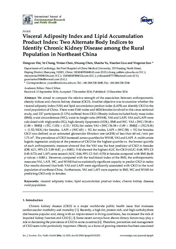 (PDF) Visceral Adiposity Index and Lipid Accumulation Product Index ...