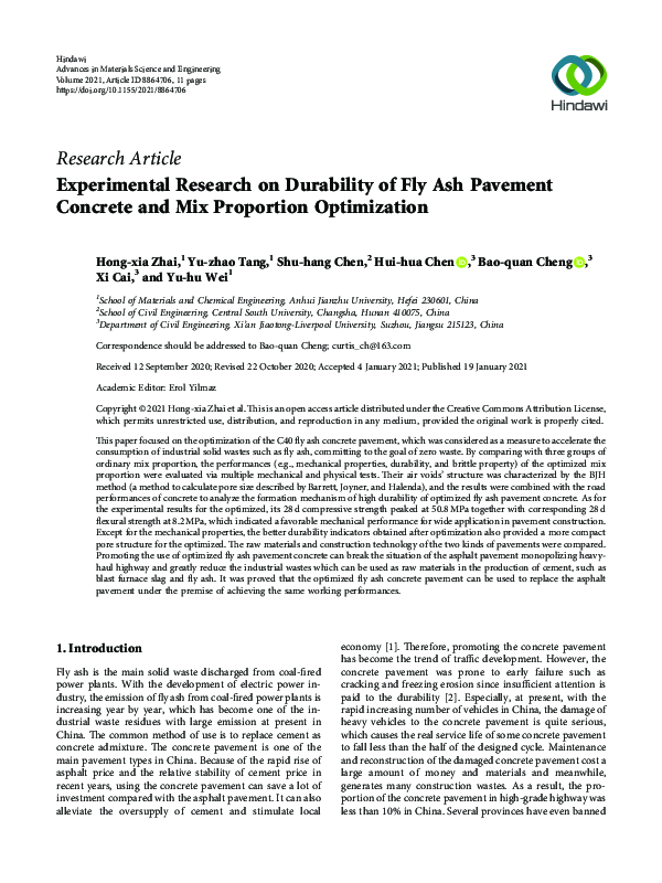 (PDF) Experimental Research on Durability of Fly Ash Pavement Concrete ...