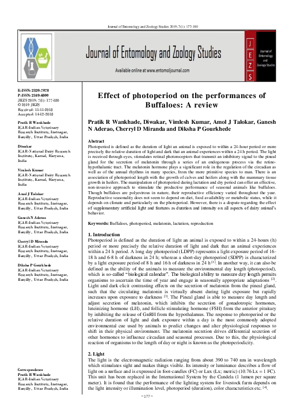 Effect of photoperiod on the performances of Buffaloes: A review
